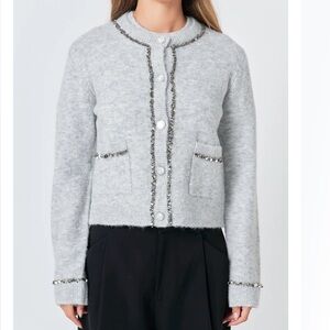 Endless Rose Sequin Trim Cardigan , Size S, NWOT